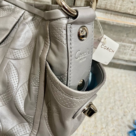 Authentic COACH Parker Perforated Op Art Gray Shoulder Bag NWT 13622 - Picture 5 of 12